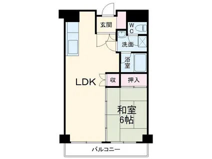 えびすビル松本(1LDK/6階)の間取り写真