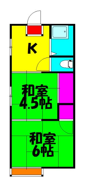 第二のくぼハイツ(2K/2階)の間取り写真
