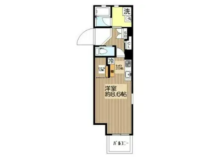 ドマーニ伊勢原(1K/4階)の間取り写真