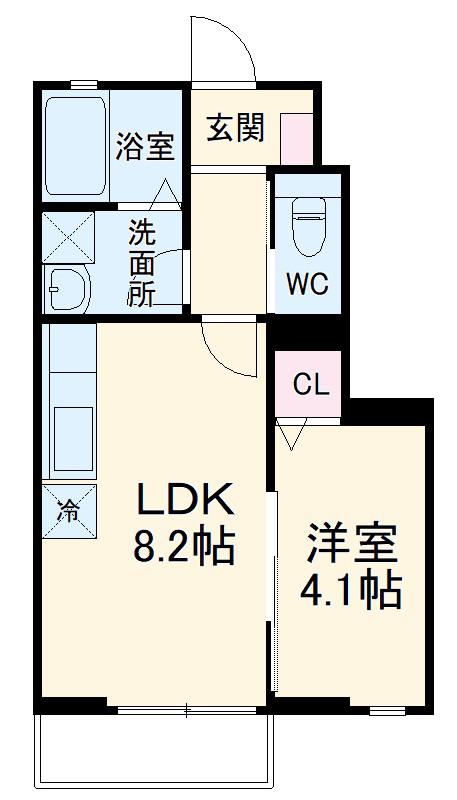 TETOーLATTE Ⅰ(1LDK/1階)の間取り写真