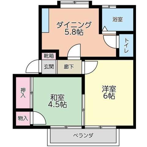 コーポFK(2DK/1階)の間取り写真