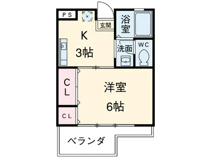オルヴィエート(1K/3階)の間取り写真
