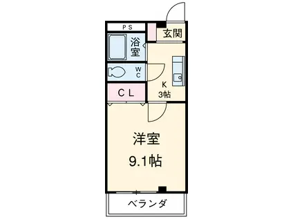 プライム植田(1K/2階)の間取り写真