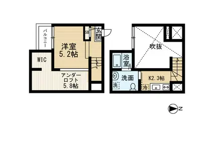 ブラウンコート(1K/2階)の間取り写真