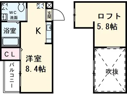 セジョリグラース(ワンルーム/2階)の間取り写真