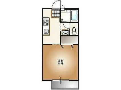 サン・イーグルB棟(1K/2階)の間取り写真