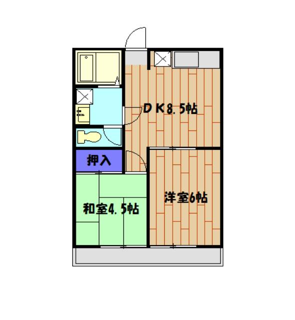 シャンロックハイブリッチ2(2DK/2階)の間取り写真