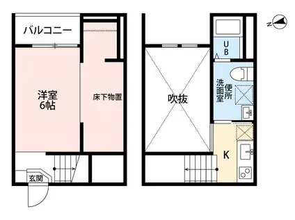 モルゲンロート中坪(ワンルーム/2階)の間取り写真