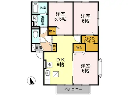 FAMILYCOURTC(3DK/1階)の間取り写真
