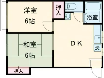 ベルシオン(2DK/1階)の間取り写真