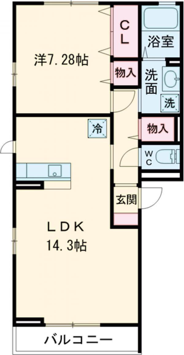 アネモス/ウェントゥス ウェントゥス(1LDK/1階)の間取り写真