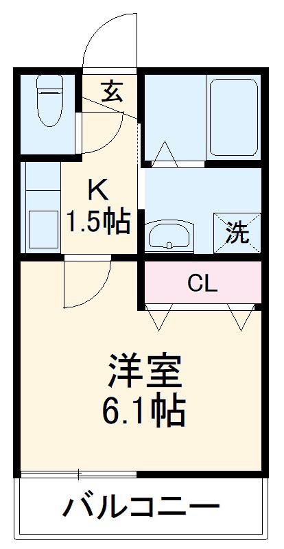 ラフィーナーさがみ野(1K/1階)の間取り写真