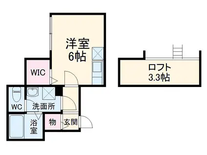 タイニーハウス国分南(1K/2階)の間取り写真