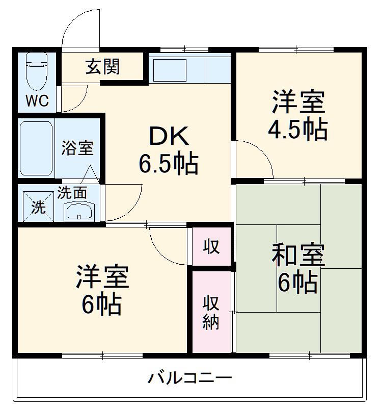 シティクニトラ(3DK/3階)の間取り写真