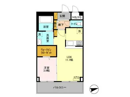 グランアコールⅡ(1LDK/3階)の間取り写真