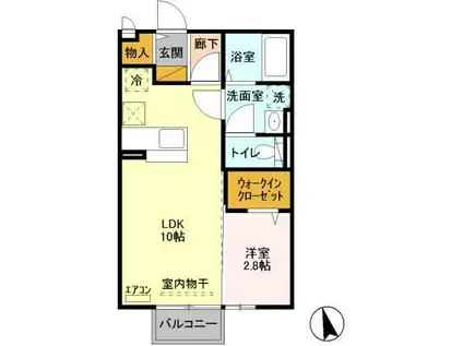 サニープレイスC棟(1LDK/1階)の間取り写真