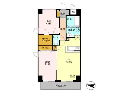 エキスポコンフォートⅡ(2LDK/4階)の間取り写真