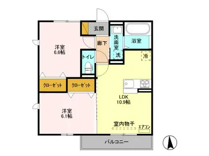 ゼピュロスみどりのA棟(2LDK/3階)の間取り写真