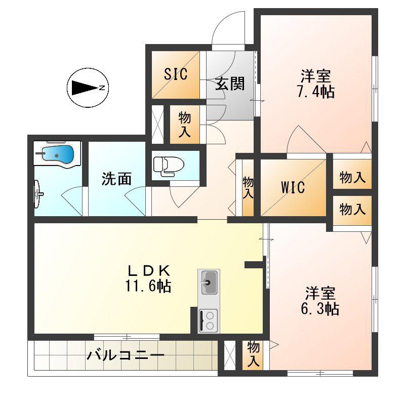 K&Yみやまち(2LDK/3階)の間取り写真