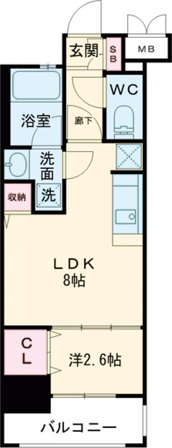 アクタス薬院テラス(1LDK/10階)の間取り写真