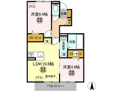 D-ROOMリミテッド中根(2LDK/1階)の間取り写真