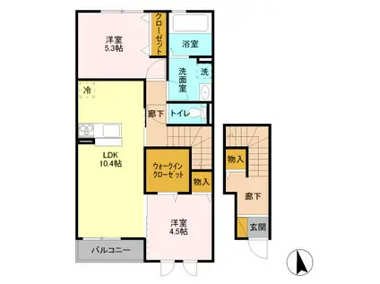 モン・サン・ミッシェル B棟(2LDK/2階)の間取り写真