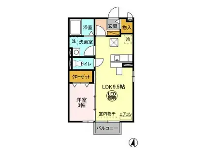 メゾン・エスポワールC棟(1LDK/1階)の間取り写真