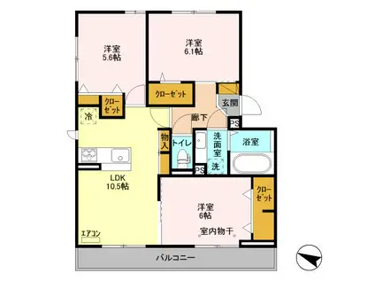 メルヴェイユおおたかの森Ⅱ(3LDK/2階)の間取り写真