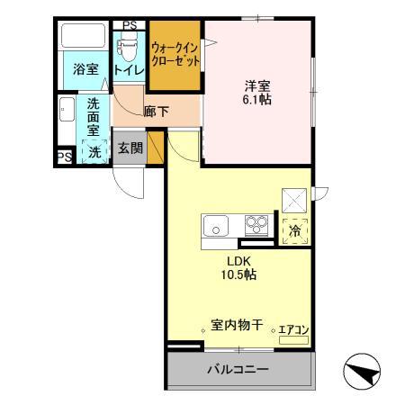 ディア・ベルジュ(1LDK/3階)の間取り写真