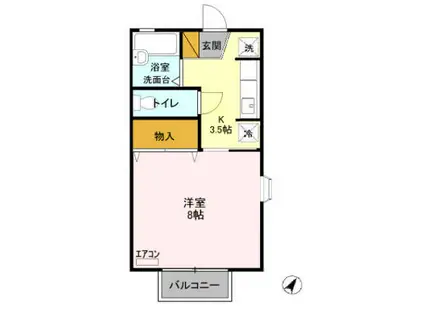 ヴィルヌーブさくらA(1K/2階)の間取り写真