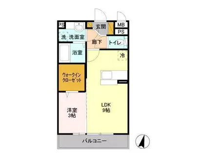 GLORY HILLS(1LDK/3階)の間取り写真