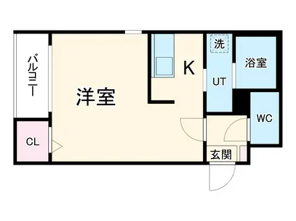 グランコンフォール米野Ⅱ(1K/2階)の間取り写真