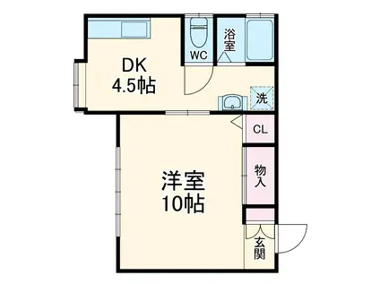 竹谷ハイツ2(1DK/1階)の間取り写真