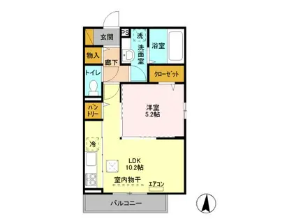 アルヴェアーレⅠ(1LDK/1階)の間取り写真