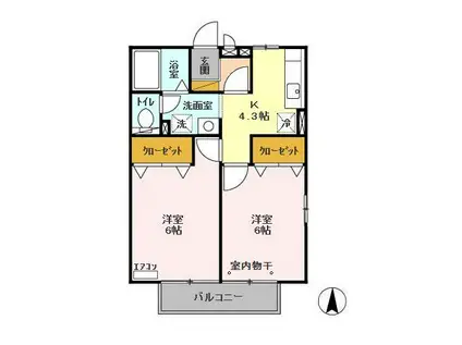 ラグラシューズ1(2K/2階)の間取り写真