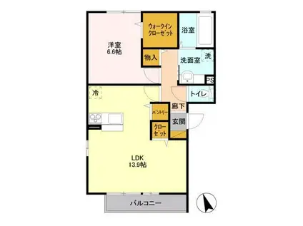 ベルアジュールⅡ A棟(1LDK/1階)の間取り写真