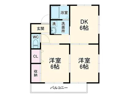 コア・ハウス白羽(2DK/1階)の間取り写真