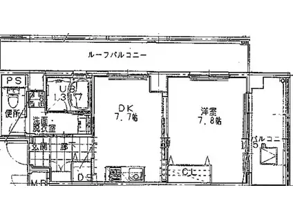 パウ プリント(1LDK/3階)の間取り写真