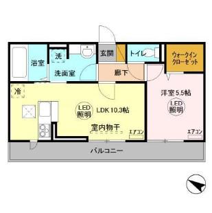 アベニ-ルⅡ(1LDK/1階)の間取り写真
