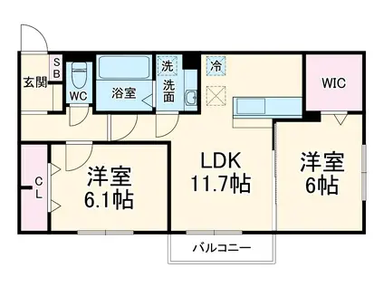 ティアラⅢ(2LDK/2階)の間取り写真