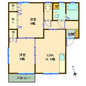 ニューショーワハイツⅠ(2DK/2階)の間取り写真