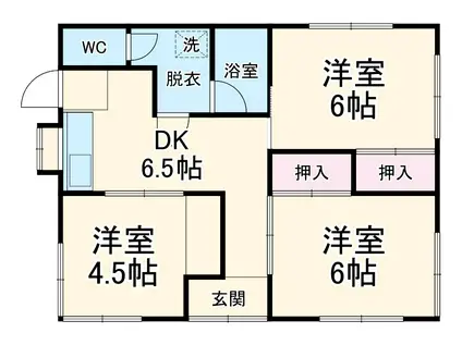 身延線 西富士宮駅 徒歩18分 1階建 築45年(3DK)の間取り写真