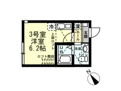 IQテラス横浜戸塚(1K/2階)の間取り写真