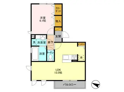 翡翠館Ⅱ(1LDK/2階)の間取り写真