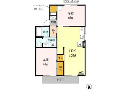 セジュール野田B(2LDK/1階)の間取り写真