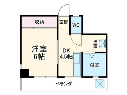 コーポ東(1DK/4階)の間取り写真