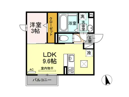 グランセジュール御幸(1LDK/1階)の間取り写真