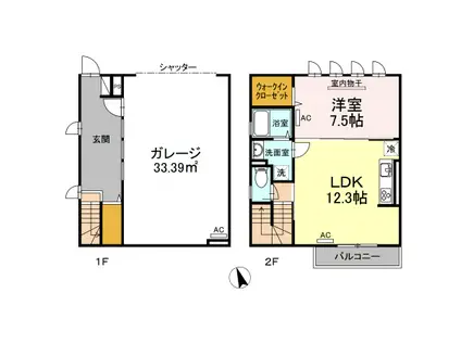 Ｄガレージ大泉学園(1LDK)の間取り写真