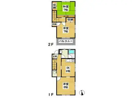 テラスハウス麦(3DK)の間取り写真