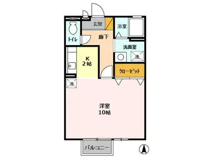 アークグレイスⅡA(ワンルーム/2階)の間取り写真